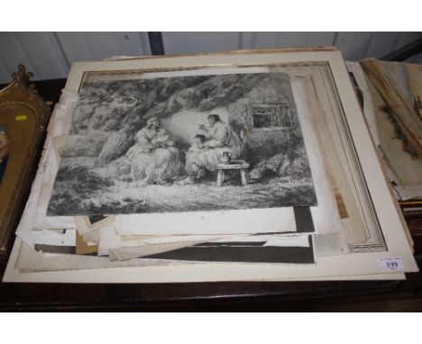 A collection of various prints and engravings depicting various portraits; photographic print, "The Port of Liverpool 1874"; 