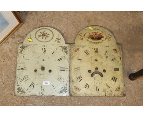 Two painted and decorated clock faces 