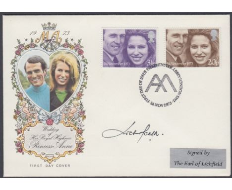 AUTOGRAPH : Earl of Lichfield signed 1973 Royal Wedding first day cover