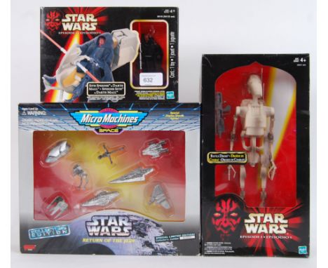 STAR WARS: A collection of 3x Star Wars sets - two being Hasbro Episode One sets the first a 12" action figure, and Sith Spee