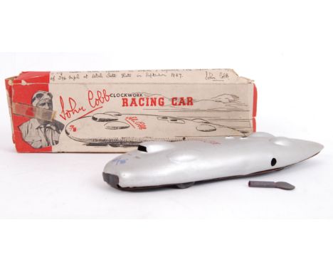 JOHN COBB RACING CAR: A rare vintage Minimodels John Cobb Clockwork tinplate racing car. Within the original box, with key. W