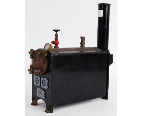 STUART LIVE STEAM: A vintage rare Stuart 501 live steam plant boiler. With Stuart pressure gauge fitted to one end, large chi
