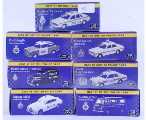 POLICE CARS: A collection of 6x 1:43 scale diecast model ' Best Of British Police Cars '. All within the original boxes. Thre