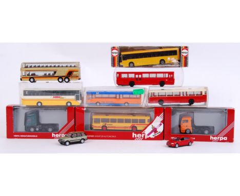 HERPA: A collection of Herpa diecast model 1:87 scale vehicles. Some boxed, some loose. x11 pieces total.