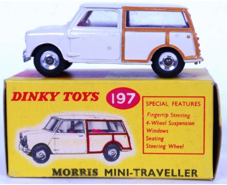 DINKY: An original vintage Dinky diecast model 197 Morris Mini Traveller car. Near mint, within a mint box. 