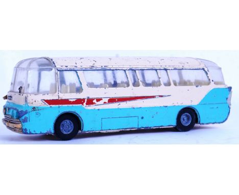 SPOT ON: A rare Spot On 1:42 scale vintage diecast model Mulliner Luxury Coach. In original turquoise and cream with red stri