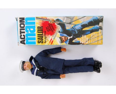 ACTION MAN: An original vintage 1964 Palitoy Action Man ' Sailor ' 'With Gripping Hands!' action figure doll. Mint box. Doll 