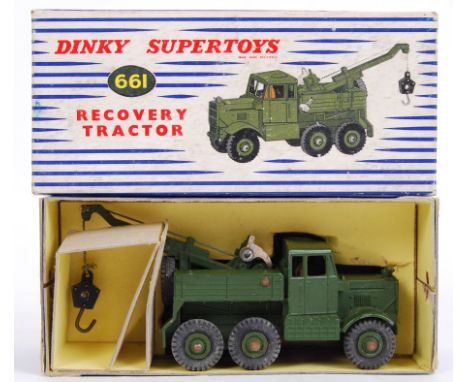 DINKY SUPERTOYS: An original vintage Dinky Supertoys military 661 Recovery Tractor diecast model. Within the original box. Ap