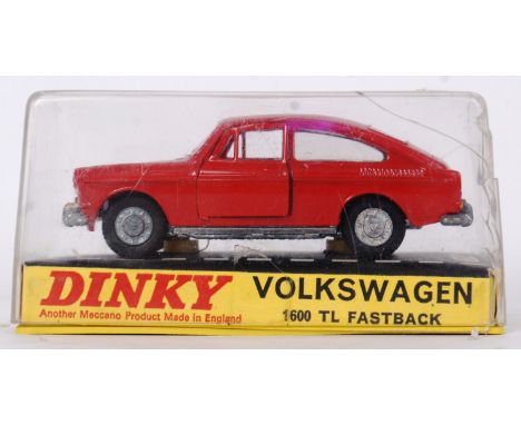 DINKY: An original vintage Dinky 163 Volkswagen 1600 TL Flashback. Red. Mint, box cracked slightly.