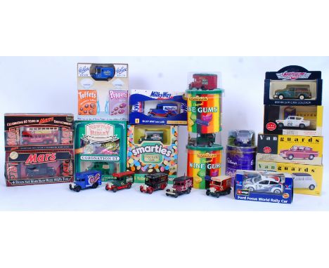 DIECAST: A collection of 23x diecast models to include 4x boxed Vanguards 1:43 scale, and various ' Food & Drink ' Lledo adve