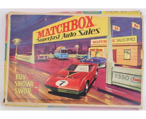 MATCHBOX AUTO SALES: An original vintage Matchbox Superfast Auto Sales accessory building for the Superfast line of diecast m