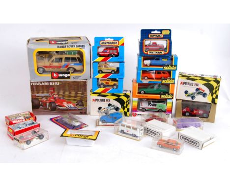 DIECAST: A good selection of assorted vintage boxed diecast model cars and vehicles to include: Matchbox, Corgi, Burago, Siku