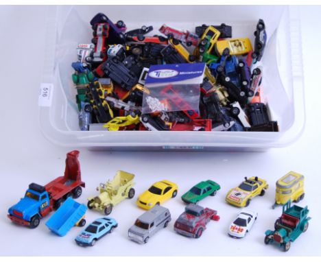 DIECAST: A crate of assorted vintage loose diecast to include Matchbox, Models Of Yesteryear, Superfast, Hotwheels etc.