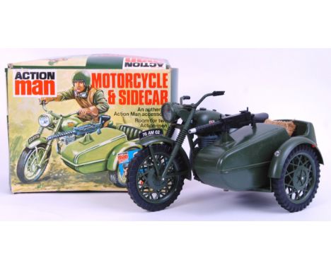 ACTION MAN: An original vintage rare Palitoy Action Man Motorcycle and Sidecar action figure playset vehicle. Within the orig