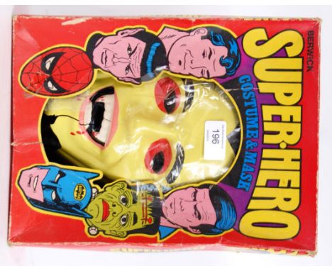 SUPERHERO COSTUME: a vintage boxed Berwick ' Superhero Costume & Mask Set .' Dracula set. Complete with costume and original 