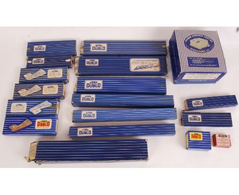 HORNBY DUBLO: A LARGE collection of vintage Hornby Dublo railway trainset three rail tinplate track and set accessories. All 