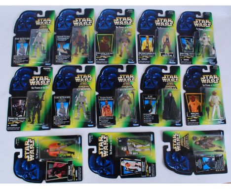 STAR WARS: A collection of 13x Kenner Star Wars Power Of The Force carded sealed action figures.