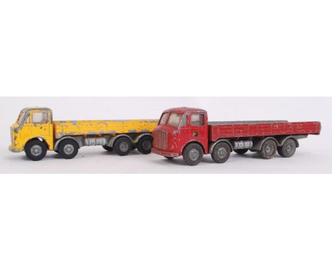 SPOT ON: Two original vintage Spot On AEC Major 8's. 1:42 scale diecast model lorries. One in red, the other yellow.