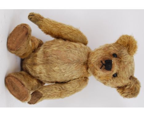 ANTIQUE STEIFF BEAR: A rare c1920's 18" tall believed Steiff teddy bear. Original woodwool stuffing, with boot button eyes. N