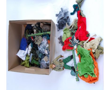 ACTION MAN; A quantity of assorted vintage Palitoy Action Man clothing, accessories and weapons. To include one Action Man vi