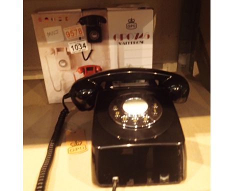 Black, Wall-mounted, GPO746 Retro push button telephone replica of the 1970s classic, compatible with modern telephone bankin