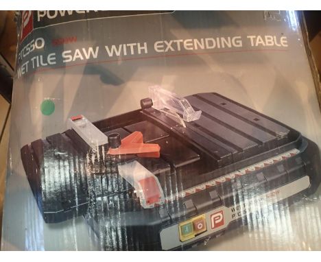 Power performance wet tile saw with extending table, 550w. Not available for in-house P&amp;P, contact Paul O'Hea at Mailboxe