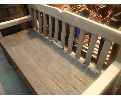 Plastic garden bench with storage. Not available for in-house P&amp;P, contact Paul O'Hea at Mailboxes on 01925 659133 