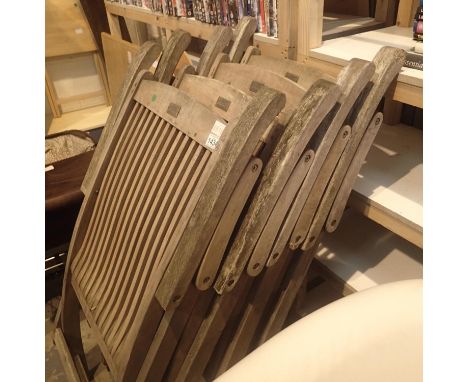 Set of four hardwood folding garden chairs. Not available for in-house P&amp;P, contact Paul O'Hea at Mailboxes on 01925 6591