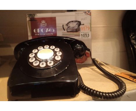 Black, GPO746 Retro push button telephone replica of the 1970s classic, compatible with modern telephone banking and any stan