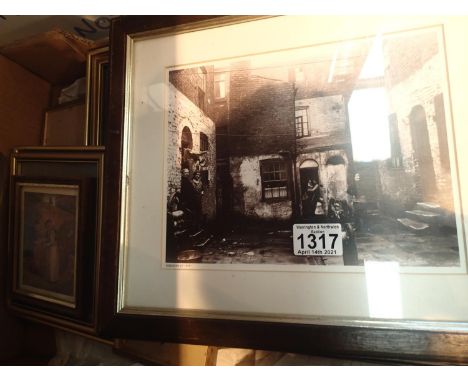 Box of mixed framed and glazed pictures including vintage views of liverpool etc. Not available for in-house P&amp;P, contact
