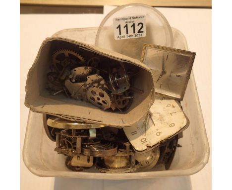 Box of mixed vintage clock parts. P&amp;P Group 2 (£18+VAT for the first lot and £3+VAT for subsequent lots) 