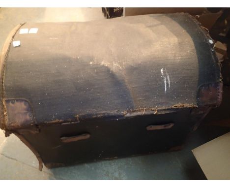 Antique canvas covered wicker dome top stagecoach trunk c1800. Not available for in-house P&amp;P, contact Paul O'Hea at Mail
