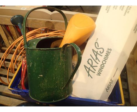 Collection of gardening tools including a metal watering can. Not available for in-house P&amp;P, contact Paul O'Hea at Mailb