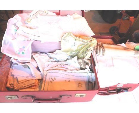 Cases of mixed vintage linen. Not available for in-house P&amp;P, contact Paul O'Hea at Mailboxes on 01925 659133 