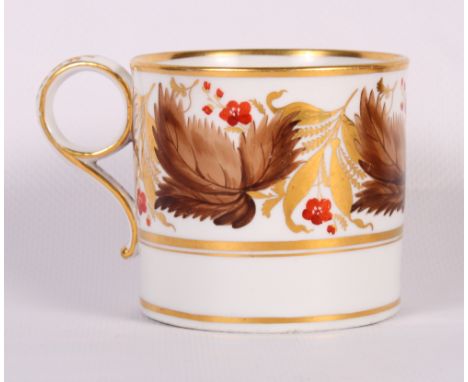 An early 19th Century Worcester Flight Barr & Barr coffee can decorated band of flowers and brown leaves and a similar Barr F