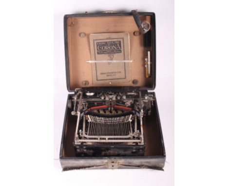 A Corona 3 typewriter, in case, complete with manual