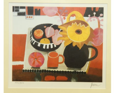 Mary Fedden RA: a pencil signed coloured print, "The Orange Mug", 392/550, 10" x 12", in gilt frame