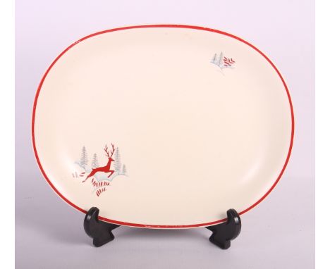 A Crown Devon "Stockholm" part dinner service comprising four dinner plates, three dessert plates, a side plate, two oval dis