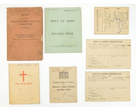 A small group of Second World War British army publications pertaining to a Gunner R Brown, Royal Artillery