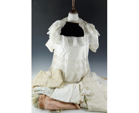 A quantity of antique and vintage clothing and costume including a late 19th / early 20th Century child's cotton and crochet-