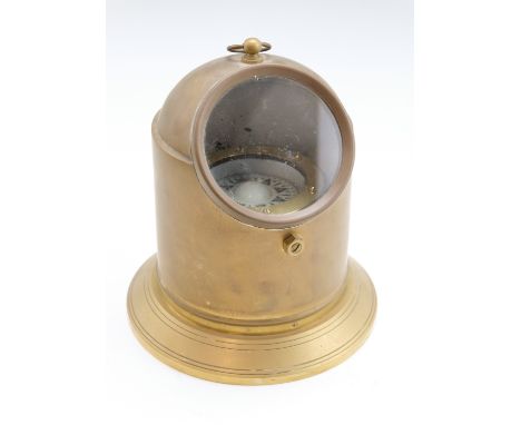 A mid / late 20th Century brass binnacle and compass by C Plath, Hamburg, 21 cm high excluding suspender