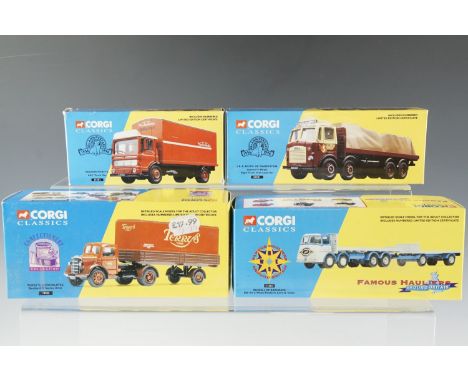 Four Corgi Classics diecast wagons including Terry's Chocolates, Mackintosh's, etc