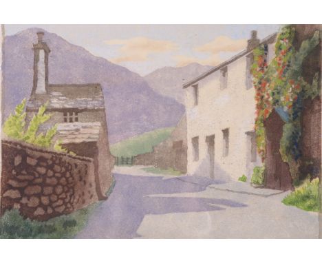 A G Gorton (20th Century) "Rosthwaite Cumb.", a colourful, summertime depiction looking through the small Cumbrian village to