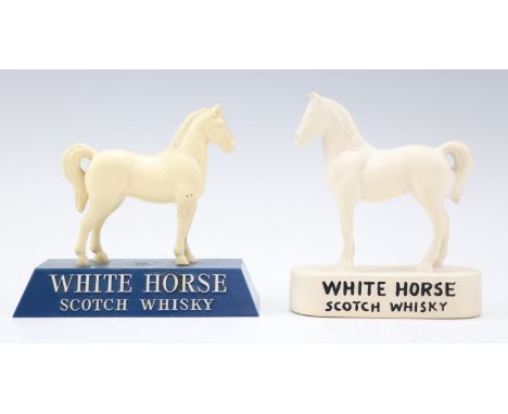 [ Breweriana ] Two White Horse Scotch Whisky advertising figurines, ceramic and plastic, tallest 14 cm