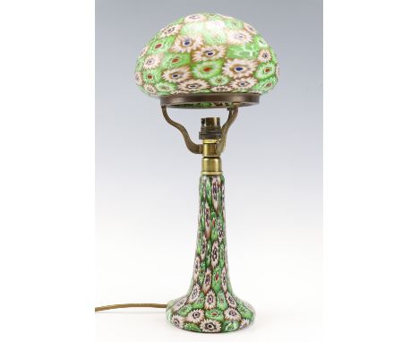 A 1920s millefiori glass table lamp and shade, likely Murano, 39 cm including shade 