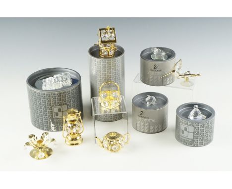 A group of Swarovski "Silver Crystal", including a train, lantern, teapot, pig, etc, some boxed, lantern 8.5 cm 