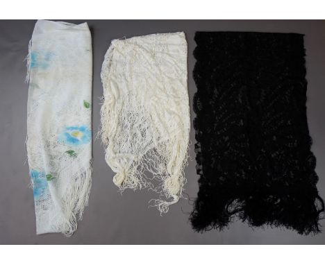 Three vintage crotcheted / lace shawls