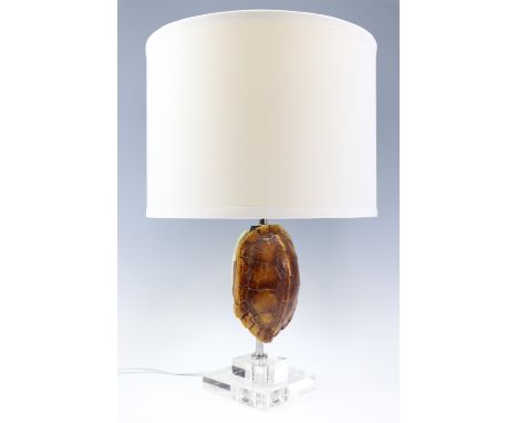 A Lucite and faux tortoise shell table lamp, 55 cm 