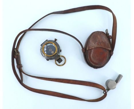 A Great War British Army Officers compass by J H Steward of London in a leather case marked "L F &amp; Co 1916" and having a 