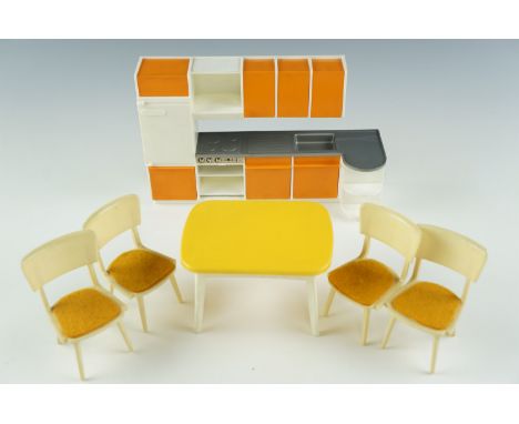 A group of vintage doll's house furniture, accessories, etc